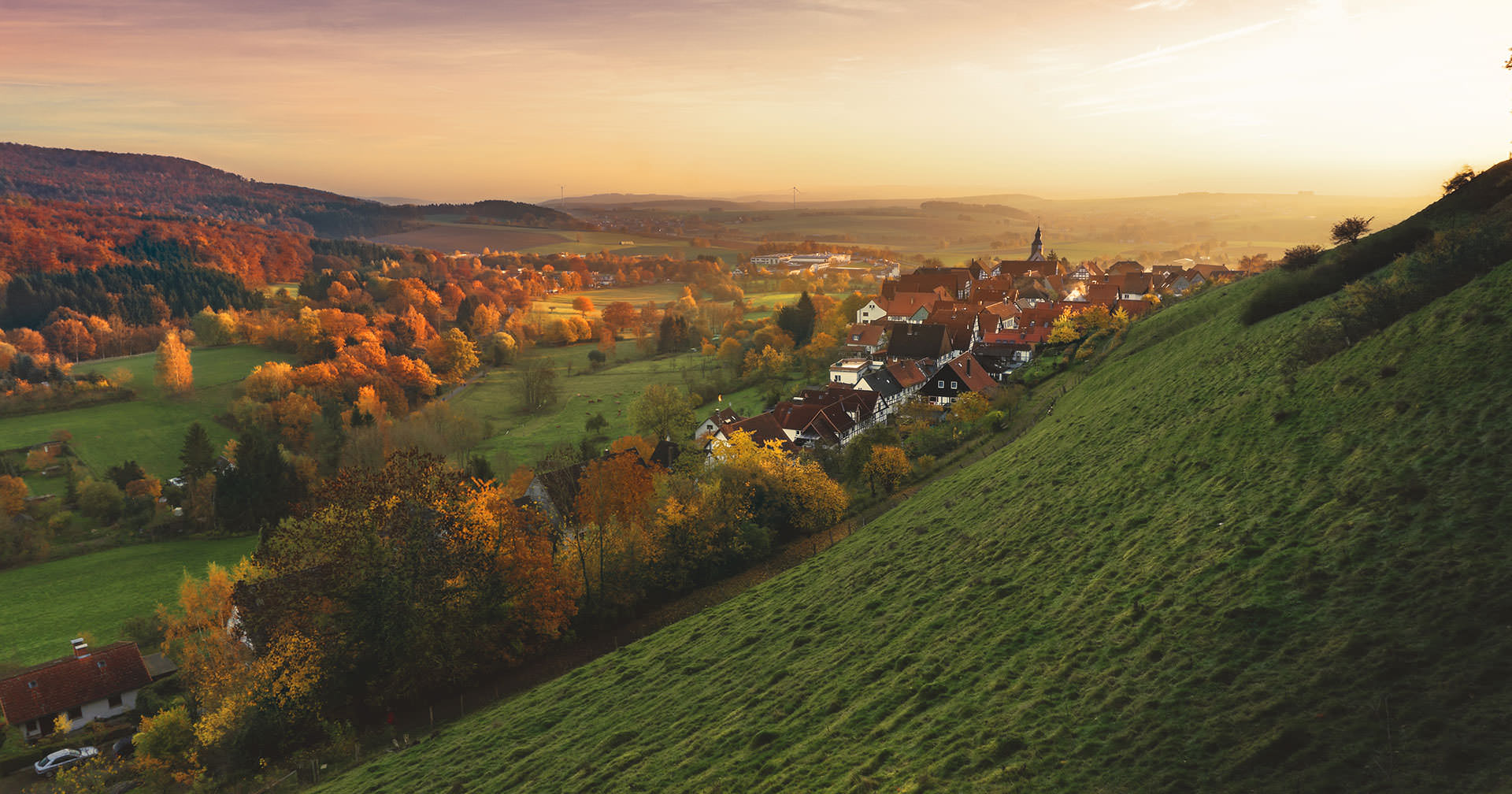 A valley at golden hour